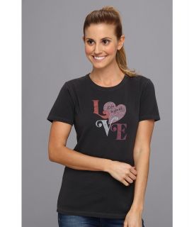 Life is good Love Stack Crusher Tee Womens Short Sleeve Pullover (Black)