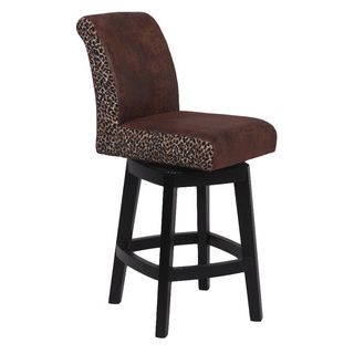 Antique Brown/ Leopard 26 inch Solid Birch Swivel Counter Stool