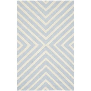 Hand tufted Moroccan Cambridge Ivory/ Light Blue Wool Rug (3 X 5)