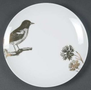 Rosanna Four Calling Birds Salad/Dessert Plate, Fine China Dinnerware   Gold Bir
