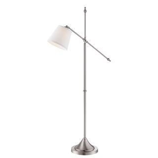 Whittier 1 light Brushed Nickel Floor Lamp (SteelFinish Brushed nickelNumber of lights One (1)Requires one (1) 100 watt A19 medium base 3 way bulb (not included) Dimensions 63.5 inches high x 35 inches deepShade 6 x 9 x 8Weight 14 pounds)