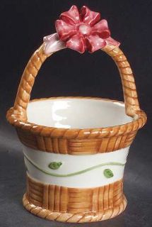 Bunny Blossoms Medium Basket with Handle, Fine China Dinnerware   Rabbits,Flower