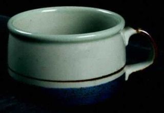 Otagiri Mariner Soup Mug, Fine China Dinnerware   Blue Rim,Gray Center,Smooth Ed