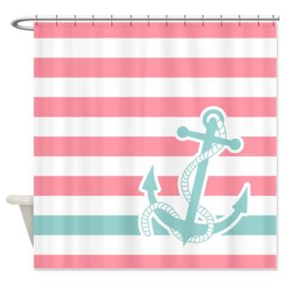  Nautical Anchor Stripe Pink Blue Shower Curtain  Use code FREECART at Checkout