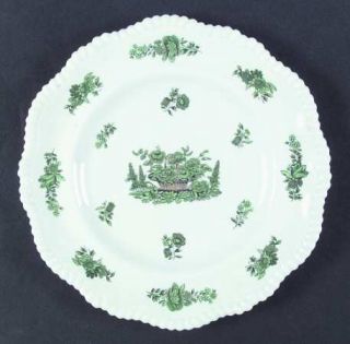 Spode Green Basket (Bone, Gadroon, No Trim) Dinner Plate, Fine China Dinnerware