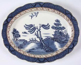 Booths Real Old Willow Blue 12 Oval Serving Platter, Fine China Dinnerware   Bl