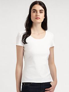 Lafayette 148 New York Scoopneck Tee   White