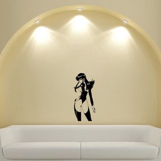 Japanese Manga Girl Swimsuit Boots Vinyl Wall Art Decal (Glossy blackEasy to applyInstruction includedDimensions 25 inches wide x 35 inches long )