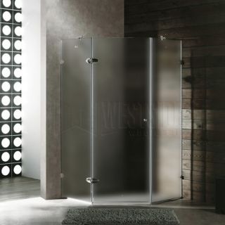Vigo Industries VG6061CHMT38R Shower Enclosure, 38 x 38 Frameless NeoAngle 3/8 Right Frosted/Chrome