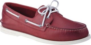 Mens Sperry Top Sider A/O 2 Eye Free Time   Red Full Grain Leather Sailing Shoe