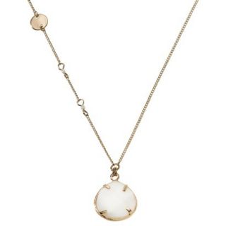 Womens Long Faceted Pendant Chain Necklace with Simulated Pearls   Gold/White