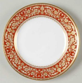 Spode Renaissance Red Bread & Butter Plate, Fine China Dinnerware   Gold & White