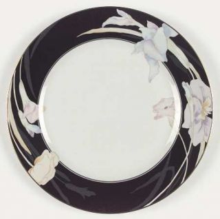 Mikasa Charisma Black Dinner Plate, Fine China Dinnerware   Black W/Flowers