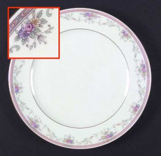 Mikasa Spring Crest Salad Plate, Fine China Dinnerware   Pink Band,Floral Sprays