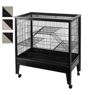 3 Level Small Animal Cage on Casters in Black and Platinum, 42 L X 24 W X 43 H