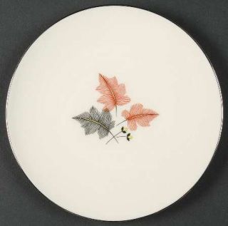 Lenox China Trio Bread & Butter Plate, Fine China Dinnerware   Gray&Pink Leaves,