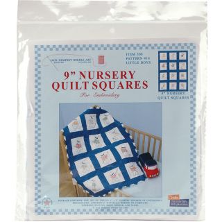 Stamped White Nursery Quilt Blocks 9x9 12/pkg little Boys
