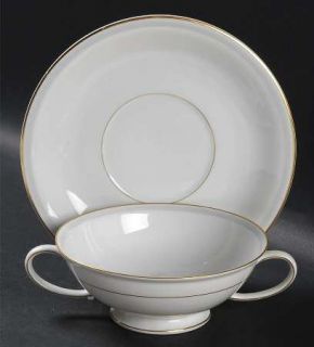 Rosenthal   Continental Gray Dawn Gold Footed Cream Soup Bowl & Saucer Set, Fine