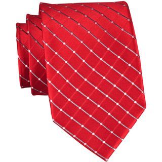 Stafford Dotted Grid Silk Tie, Red, Mens