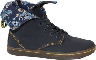 Womens Dr. Martens Stratford 9 Eye Fold Down Boot Canvas   Navy Canvas Boots