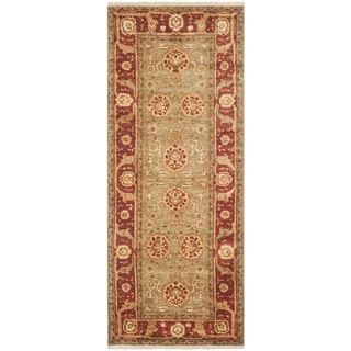 Safavieh Hand knotted Peshawar Vegetable Dye Sage/ Burgundy Wool Rug (3 X 8)