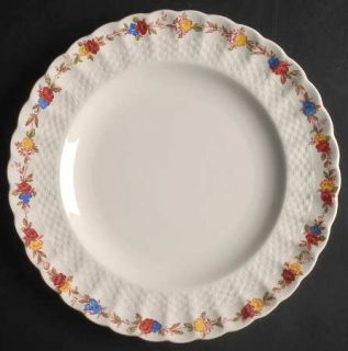 Spode Wicker Rose Luncheon Plate, Fine China Dinnerware   Embwossed Weave, Flora