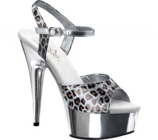 Womens Pleaser Delight 609CP   Silver Cheetah/Silver High Heels