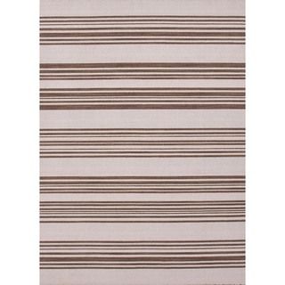 Flat weave Stripe Beige/brown Wool Area Rug (10 X 14)