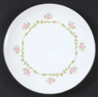 Style House Serenade Salad Plate, Fine China Dinnerware   Pink Flowers,Green Lea