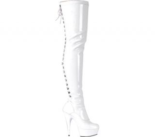 Womens Pleaser Delight 3063   White Stretch Patent/White Boots