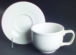 Homer Laughlin  Fiesta White (Newer) Jumbo Cup & Saucer Set, Fine China Dinnerwa
