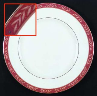 Wedgwood Augustus Dinner Plate, Fine China Dinnerware   Red Band, Gold Laurel, G