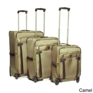 London Fog Newbury Lites 360 degree 3 piece Luggage Set (Spruce, chocolate, or camelMaterials 1680 denier poly ballisticPockets Four (4) exterior, three (3) interior29 inch expandable upright spinner weight 13 pounds25 inch expandable upright spinner w