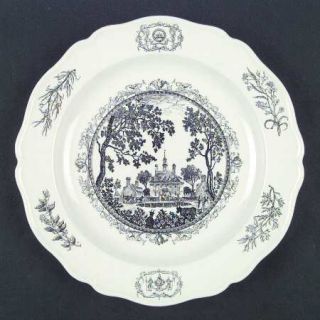 Wedgwood Williamsburg Virginia Dinner Plate, Fine China Dinnerware   Black Scene
