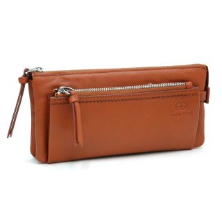 Anais Gvani Smooth Genuine Italian Leather Zipper Pouch Wallet