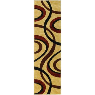 Beige Interlocking Circles 2x72 Rug Runner Rug