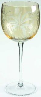 Lenox British Colonial Amber Balloon Wine   Amber Bowl,Cut Palm Tree,Clear Foot
