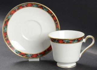 Ralph Lauren Mclean Tartan Footed Cup & Saucer Set, Fine China Dinnerware   Plai