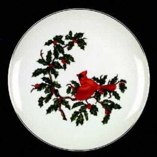 Lefton Cardinal Dinner Plate, Fine China Dinnerware   Red Cardinals With Green H