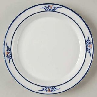 The Cellar Splendor Salad Plate, Fine China Dinnerware   Blue, Orange Flowers On