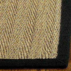 Hand woven Sisal Natural/ Black Seagrass Rug (6 Square)