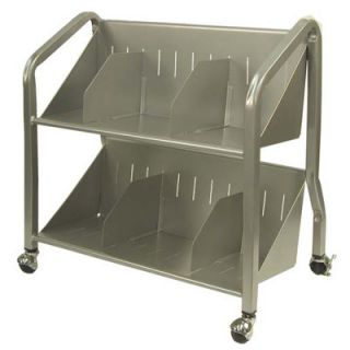Buddy Products 2 Shelf Sloped Book Cart 5413 Finish Silver
