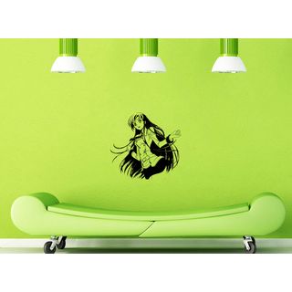 Japanese Manga Girl Dress Buttons Vinyl Wall Sticker (Glossy blackEasy to applyInstructions includedDimensions 25 inches wide x 35 inches long )