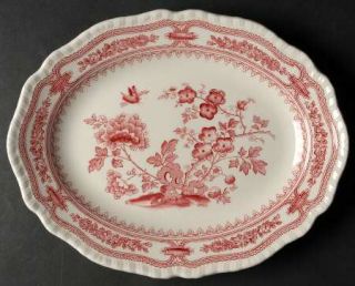 Masons Manchu Pink 11 Oval Serving Platter, Fine China Dinnerware   Pink Flora