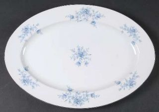 Crown Empire Duchess 14 Oval Serving Platter, Fine China Dinnerware   Blue Flor