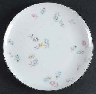 Sango Bouquet Salad Plate, Fine China Dinnerware   Pink/Blue/Yellow Roses,Gray L