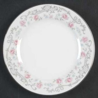 Valmont Melody Bread & Butter Plate, Fine China Dinnerware   Pink Rose, Rim Shap