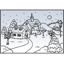 Nellies Choice Picture Embossing Folder 4 X6  Snowy Village 1