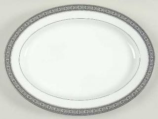 Noritake Segovia 16 Oval Serving Platter, Fine China Dinnerware   Black Scrolls