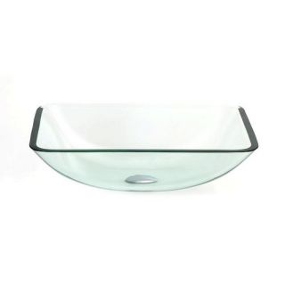 Dreamline DLBG17C Bathroom Sink, 187/8W x 147/8D x 51/2H Glass Bath Vessel Clear